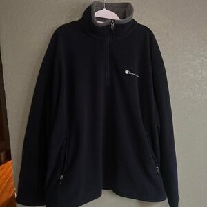 XXLarge Champion Vintage 90s Fleece 1/4 Zip Pullover Script Logo Men's Warm